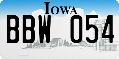 IA license plate BBW054
