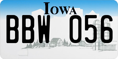 IA license plate BBW056