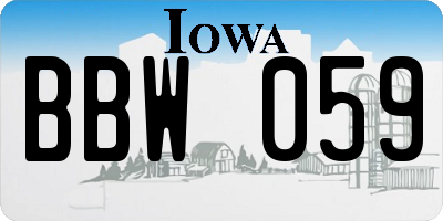 IA license plate BBW059