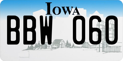IA license plate BBW060