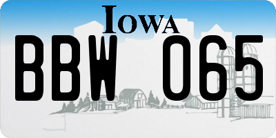 IA license plate BBW065