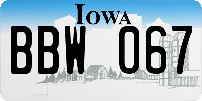 IA license plate BBW067