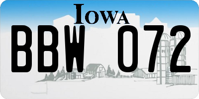 IA license plate BBW072