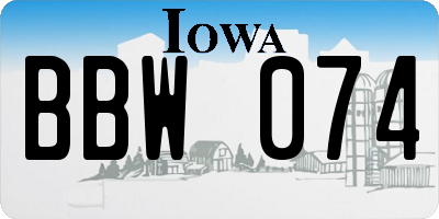 IA license plate BBW074