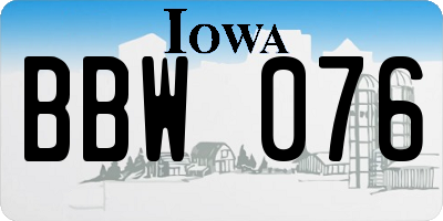 IA license plate BBW076