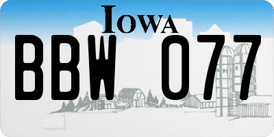 IA license plate BBW077