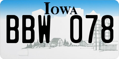 IA license plate BBW078