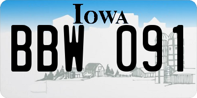 IA license plate BBW091