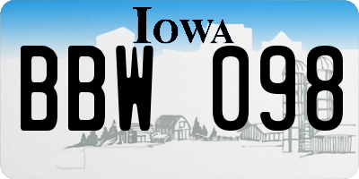 IA license plate BBW098