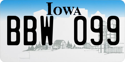IA license plate BBW099