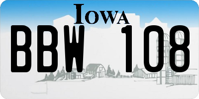 IA license plate BBW108