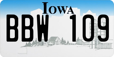 IA license plate BBW109