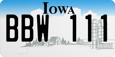 IA license plate BBW111
