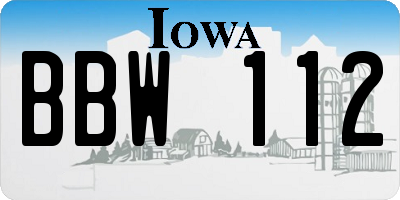 IA license plate BBW112
