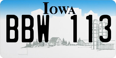 IA license plate BBW113