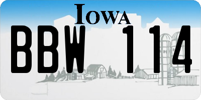 IA license plate BBW114