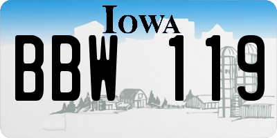 IA license plate BBW119
