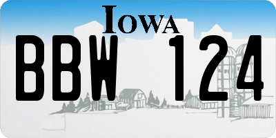 IA license plate BBW124