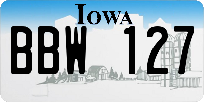 IA license plate BBW127