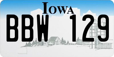 IA license plate BBW129