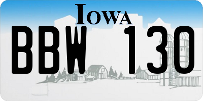 IA license plate BBW130