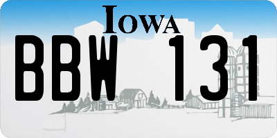 IA license plate BBW131