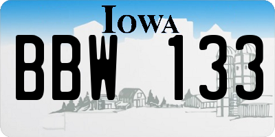IA license plate BBW133