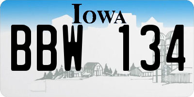 IA license plate BBW134