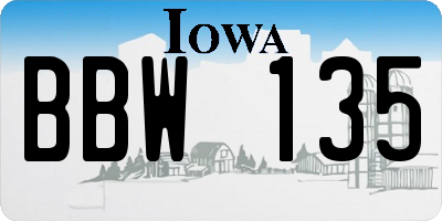 IA license plate BBW135