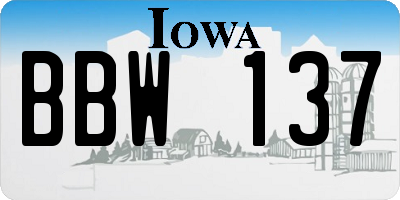 IA license plate BBW137