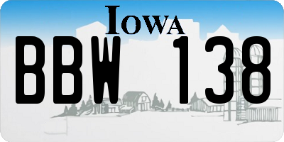 IA license plate BBW138