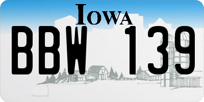 IA license plate BBW139