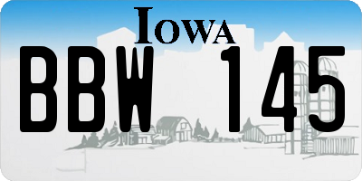 IA license plate BBW145