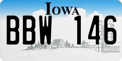 IA license plate BBW146