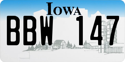 IA license plate BBW147