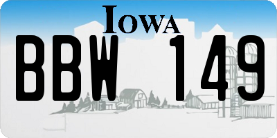 IA license plate BBW149