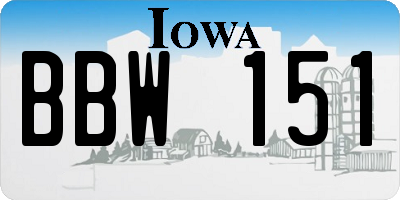IA license plate BBW151