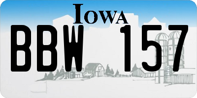 IA license plate BBW157