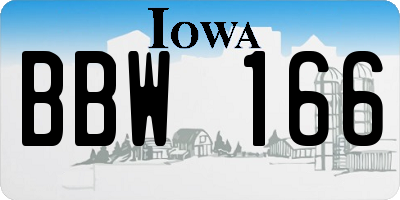 IA license plate BBW166