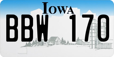 IA license plate BBW170