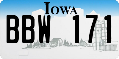 IA license plate BBW171
