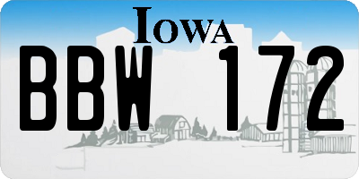 IA license plate BBW172