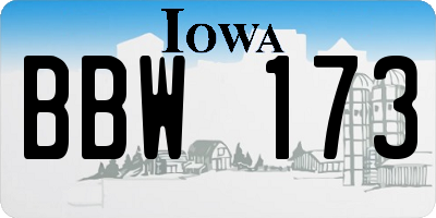 IA license plate BBW173