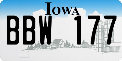 IA license plate BBW177