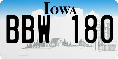 IA license plate BBW180