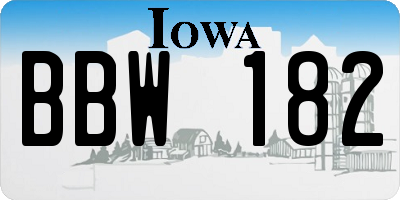 IA license plate BBW182