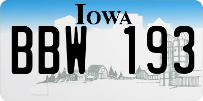 IA license plate BBW193