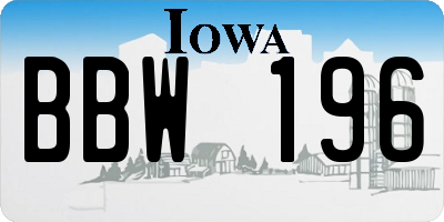 IA license plate BBW196