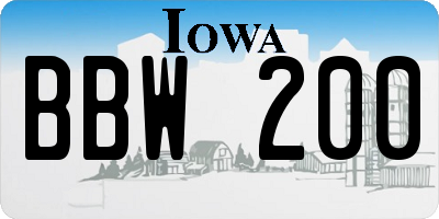 IA license plate BBW200