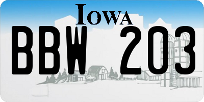 IA license plate BBW203